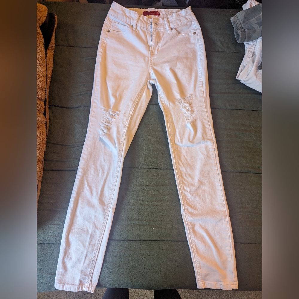 guess white high waist skinny tahiana jeans